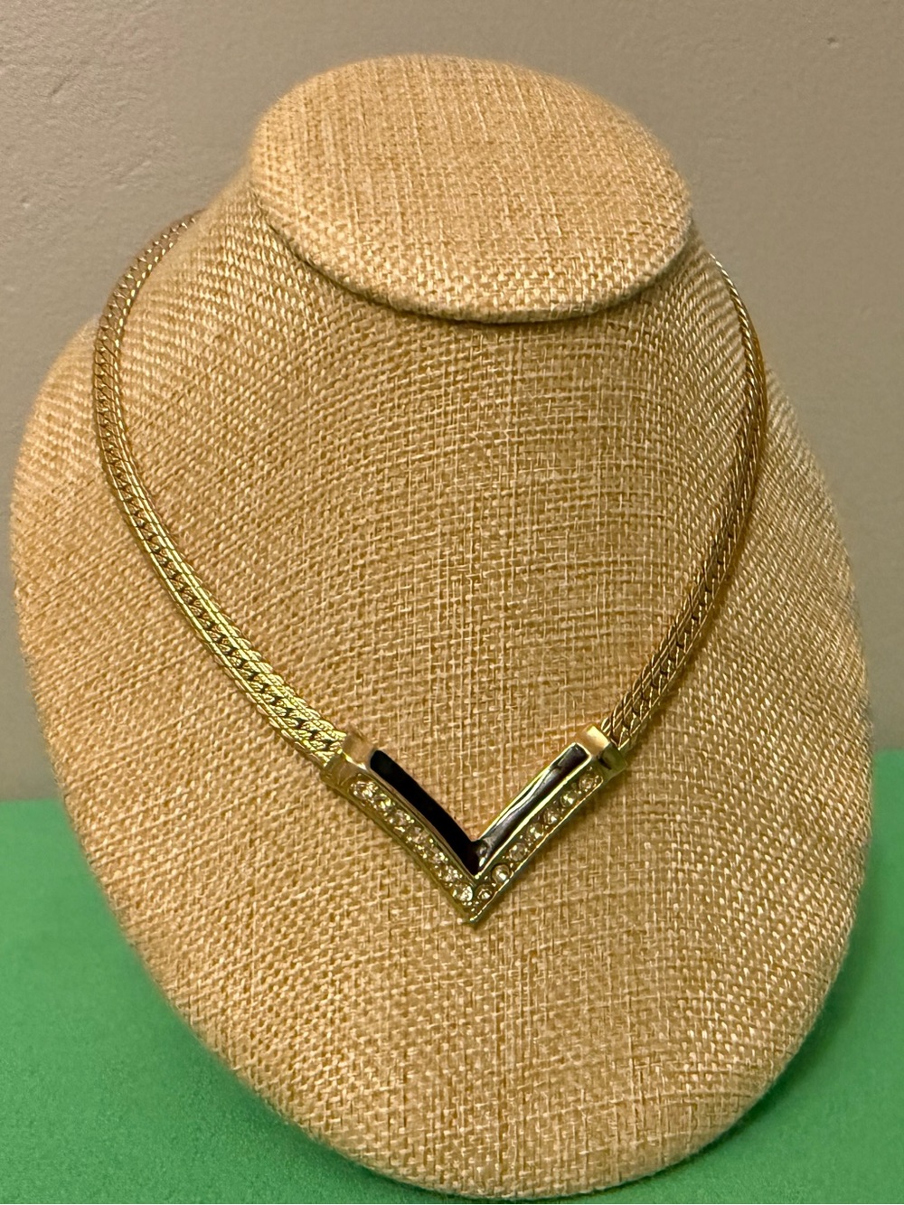 Gold-Tone V-Accent Crystal Necklace - Women Jewelry
